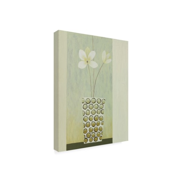 Pablo Esteban 'White Flowers In Beveled Vase' Canvas Art,24x32